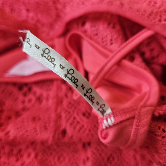 Lilly Pulitzer Crochet Marquette Dress Hot Bright Pink - Small Lined 3/4 Sleeve - Picture 8 of 9